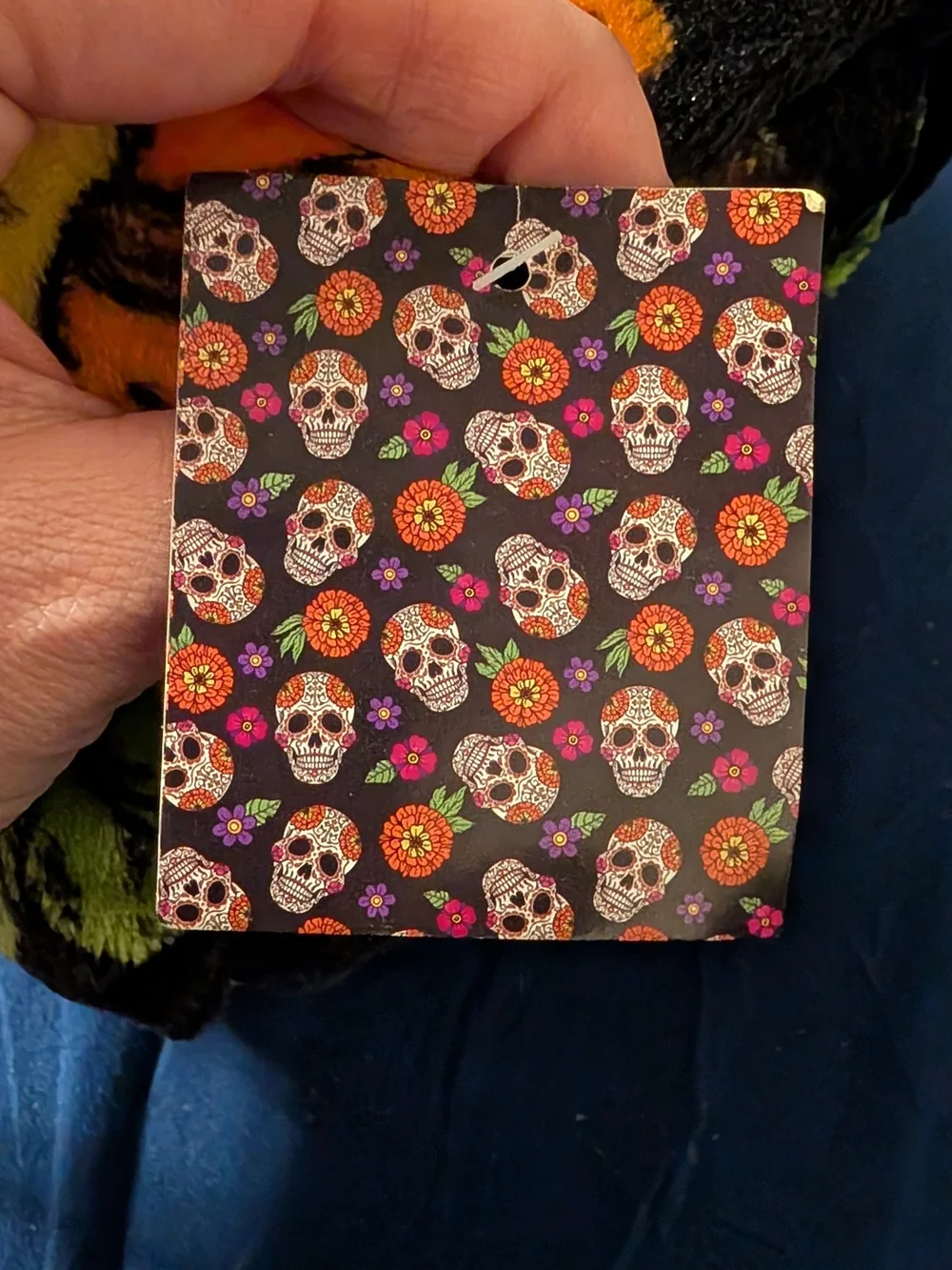 Plush Throw Blanket - Floral Skull Design in Black